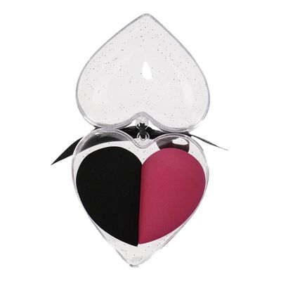 Alipis 1 Box Heart Shape Makeup Eggs Dual-purpose Cosmetic Sponge Pads for Wet and Dry Use Soft Flocking Beauty Blending Sponges in Reddish Black for Foundation Cream Powder Concealer