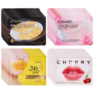 Blopuivo 40 Pairs Eye Masks & Lip Mask, Collagen Under Eye Patches for Dark Circles and Puffy Eyes, Reduce Wrinkles, Anti Chapped & Remove Dead Skin, Nourishes the Lip & Eye Skin