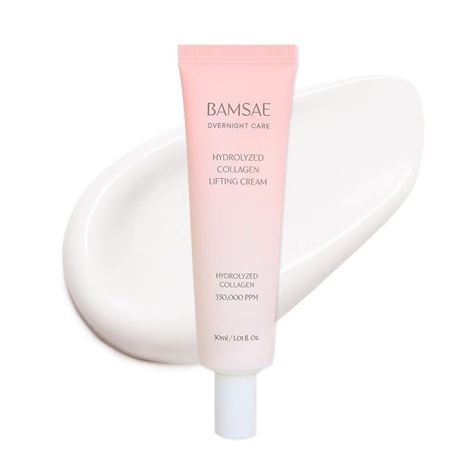 BAMSAE Hydrolyzed Collagen Lifitng Cream  Revitalizing & Hydrating Moisturizer for Sensitive Skin  Visibly Smooth & Radiant Complexion  Clean Korean Skincare  33% Hydrolyzed Collagen, 1.01 fl.oz.