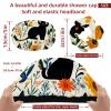 2 PCS Reusable Shower Caps with 2 Satin Scrunchies for Women, Large Waterproof Shower Bonnet Washable Elastic Band Bath Hair Hat for Long Hair, cute black cats and flowers (65) view 3
