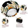 2 PCS Reusable Shower Caps with 2 Satin Scrunchies for Women, Large Waterproof Shower Bonnet Washable Elastic Band Bath Hair Hat for Long Hair, cute black cats and flowers (65) view 4