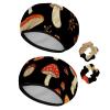 2 PCS Reusable Shower Caps with 2 Satin Scrunchies for Women, Large Waterproof Shower Bonnet Washable Elastic Band Bath Hair Hat for Long Hair, Black Mushroom (6) view 1