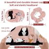 2 PCS Reusable Shower Caps with 2 Satin Scrunchies for Women, Large Waterproof Shower Bonnet Washable Elastic Band Bath Hair Hat for Long Hair, Black Brown Cats (6) view 3