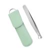 Beaupretty Stainless Steel Nose Hair Clip Portable Manual Trimmer for Men Precise Nasal Hair Grooming Lightweight with Green Protective Case view 1
