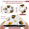 2 PCS Reusable Shower Caps with 2 Satin Scrunchies for Women, Large Waterproof Shower Bonnet Washable Elastic Band Bath Hair Hat for Long Hair, cute bee honey flower (12) view 3