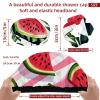2 PCS Shower Cap for Women, _Watermelon (4) Shower Caps + 2 Satin Scrunchies, Waterproof Bath Caps Elastic and Reusable Hair Cap for Shower view 3