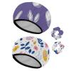 2 PCS Reusable Shower Caps with 2 Satin Scrunchies for Women, Large Waterproof Shower Bonnet Washable Elastic Band Bath Hair Hat for Long Hair, Rabbits Easter Eggs (3) view 1