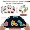 2 PCS Reusable Shower Caps with 2 Satin Scrunchies for Women, Large Waterproof Shower Bonnet Washable Elastic Band Bath Hair Hat for Long Hair, Cute Dino Toys view 3
