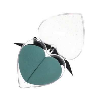 Beaupretty 1 Box Heart Shape Makeup Eggs Dual-purpose Wet and Dry Cosmetic Sponges for Foundation Blending and Powder Application Soft Flocking Beauty Puff in Dark Green for Skin and Body