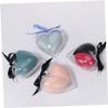 Beaupretty 1 Box Heart Shape Makeup Eggs Dual-purpose Wet and Dry Cosmetic Sponges for Foundation Blending and Powder Application Soft Flocking Beauty Puff in Dark Green for Skin and Body view 4