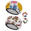 2 PCS Shower Cap for Women, fruit friends Shower Caps + 2 Satin Scrunchies, Waterproof Bath Caps Elastic and Reusable Hair Cap for Shower view 1