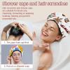 2 PCS Shower Cap for Women, fruit friends Shower Caps + 2 Satin Scrunchies, Waterproof Bath Caps Elastic and Reusable Hair Cap for Shower view 2