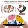 2 PCS Shower Cap for Women, fruit friends Shower Caps + 2 Satin Scrunchies, Waterproof Bath Caps Elastic and Reusable Hair Cap for Shower view 3