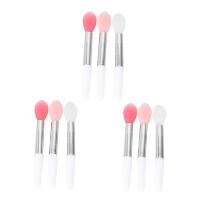LIFKOME 9pcs Silicone Lip Mask Applicator Brushes Portable Lightweight Lipstick Makeup Tool for Travel Home Professional Use Compact Soft Head Lip Brush in Pink and Transparent Colors