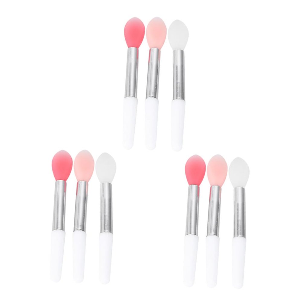 LIFKOME 9pcs Silicone Lip Mask Applicator Brushes Portable Lightweight Lipstick Makeup Tool for Travel Home Professional Use Compact Soft Head Lip Brush in Pink and Transparent Colors
