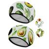 2 PCS Reusable Shower Caps with 2 Satin Scrunchies for Women, Large Waterproof Shower Bonnet Washable Elastic Band Bath Hair Hat for Long Hair, avocado pattern (4) view 1
