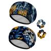 2 PCS Reusable Shower Caps with 2 Satin Scrunchies for Women, Large Waterproof Shower Bonnet Washable Elastic Band Bath Hair Hat for Long Hair, Cute dinosaur (1) view 1