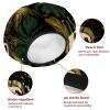 2 PCS Reusable Shower Caps with 2 Satin Scrunchies for Women, Large Waterproof Shower Bonnet Washable Elastic Band Bath Hair Hat for Long Hair, cute sloths and tropical palm leaves (12) view 4