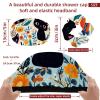 2 PCS Reusable Shower Caps with 2 Satin Scrunchies for Women, Large Waterproof Shower Bonnet Washable Elastic Band Bath Hair Hat for Long Hair, cute black cats and flowers (37) view 3