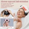 2 PCS Reusable Shower Caps with 2 Satin Scrunchies for Women, Large Waterproof Shower Bonnet Washable Elastic Band Bath Hair Hat for Long Hair, Cute Cats (4) view 2