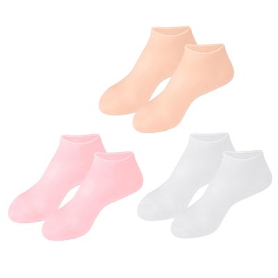 LIFKOME 3Pairs Moisturizing Socks for Cracked Heels XL Breathable Foot Covers with Elastic Wear-Resistant Material for Softening Dry Skin and Foot Care at Home Travel