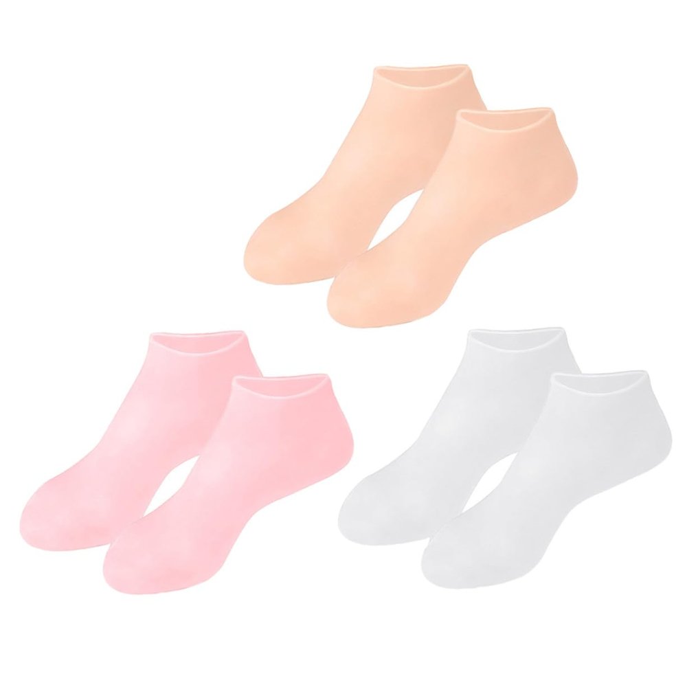 LIFKOME 3Pairs Moisturizing Socks for Cracked Heels XL Breathable Foot Covers with Elastic Wear-Resistant Material for Softening Dry Skin and Foot Care at Home Travel