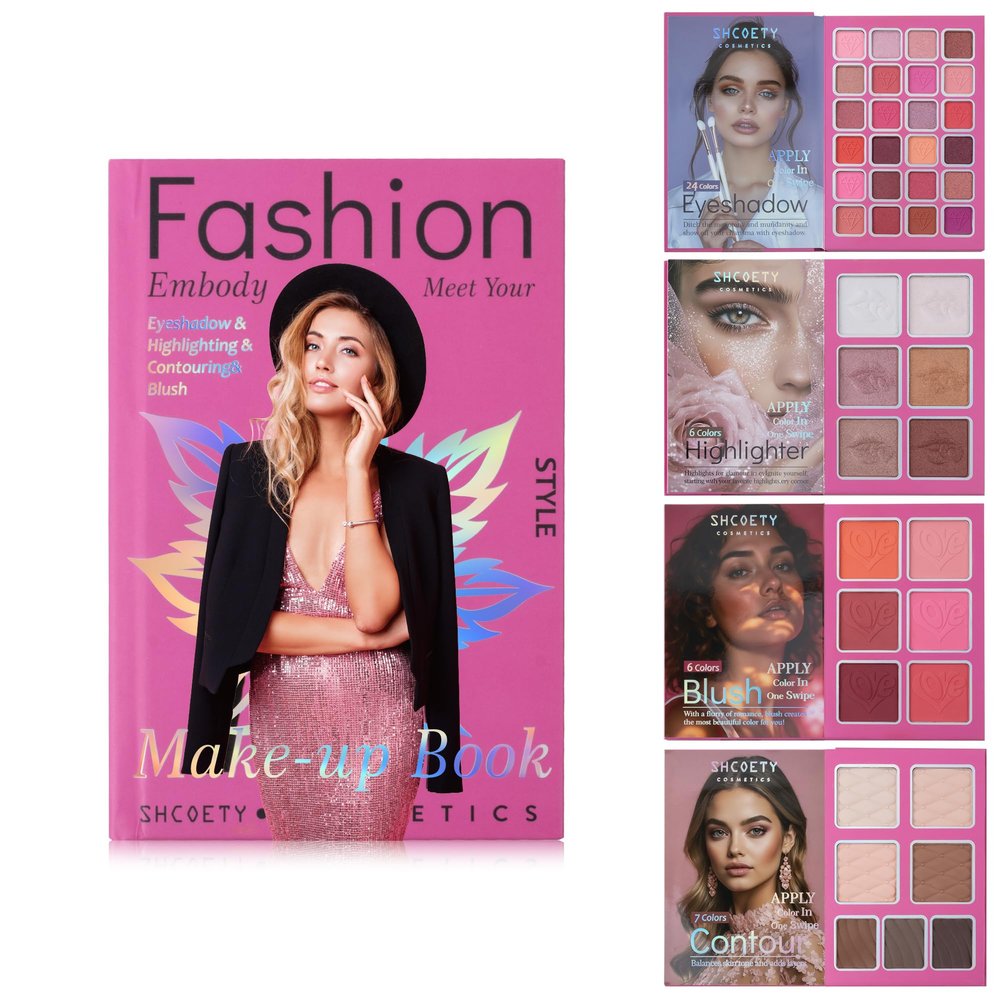 4-Layer Multi - Functional Beauty Book Kit- Style Makeup Palette Ingeniously Combines Eyeshadows, Blushes, Highlighters, Contour Powders In One,Best Choice for A Gift for Women (SH2512B)