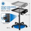 Salon Tray Hair Stylist Tray Organizer Box On Wheels Height Adjustable Salon Trolley 5-Star Base Dryer Wigs Towels Tools Holder view 4
