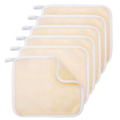 6 Count Exfoliating Washcloth for Body and Face Facial Wash Cloths Bath Scrub Soft Weave Loofah Towel Exfoliate Bath Towel Remove Dead Skin Wash Cloth Massage Bath Cloth for Women Man 10.6x9 Inch