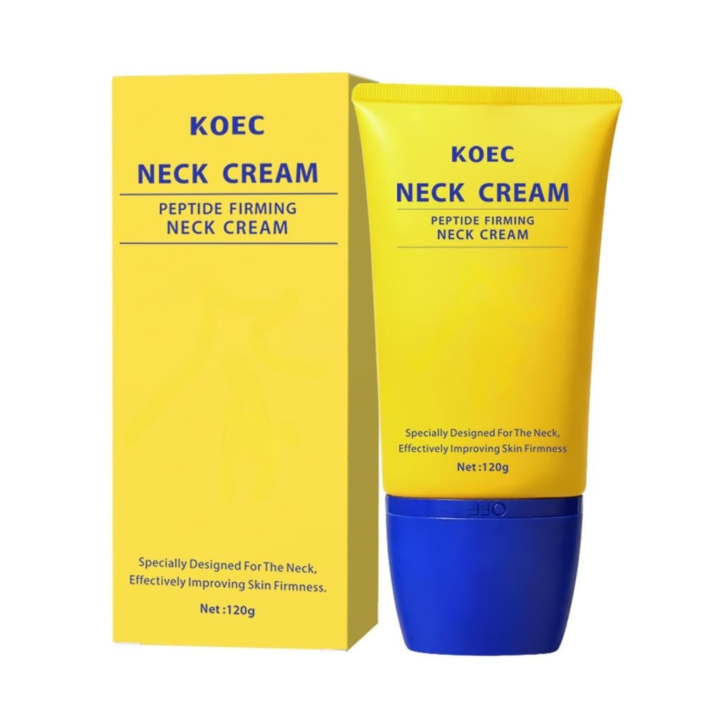 KOEC Neck Peptide Firming Cream with Roller,Hydrating & Tightening & Lifting Cream Silky Texture for Woman 4.23 FL OZ