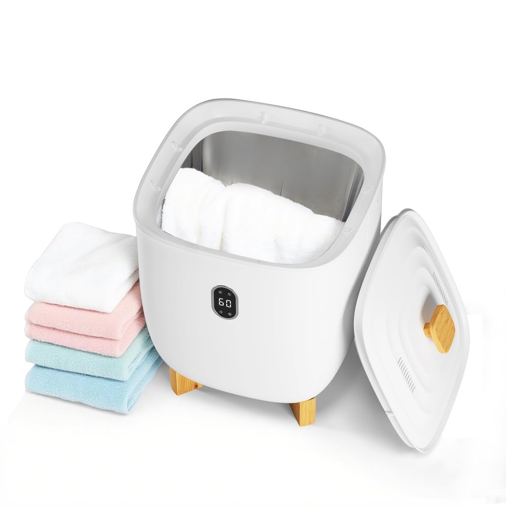 GarveeLife Towel Warmer Bucket 20L  Compact Hot Air Towel Dryer for Bathroom, ABS Material with Fast Heating & Freshening Function, Ideal for Home, Apartment, and Small Spa, White