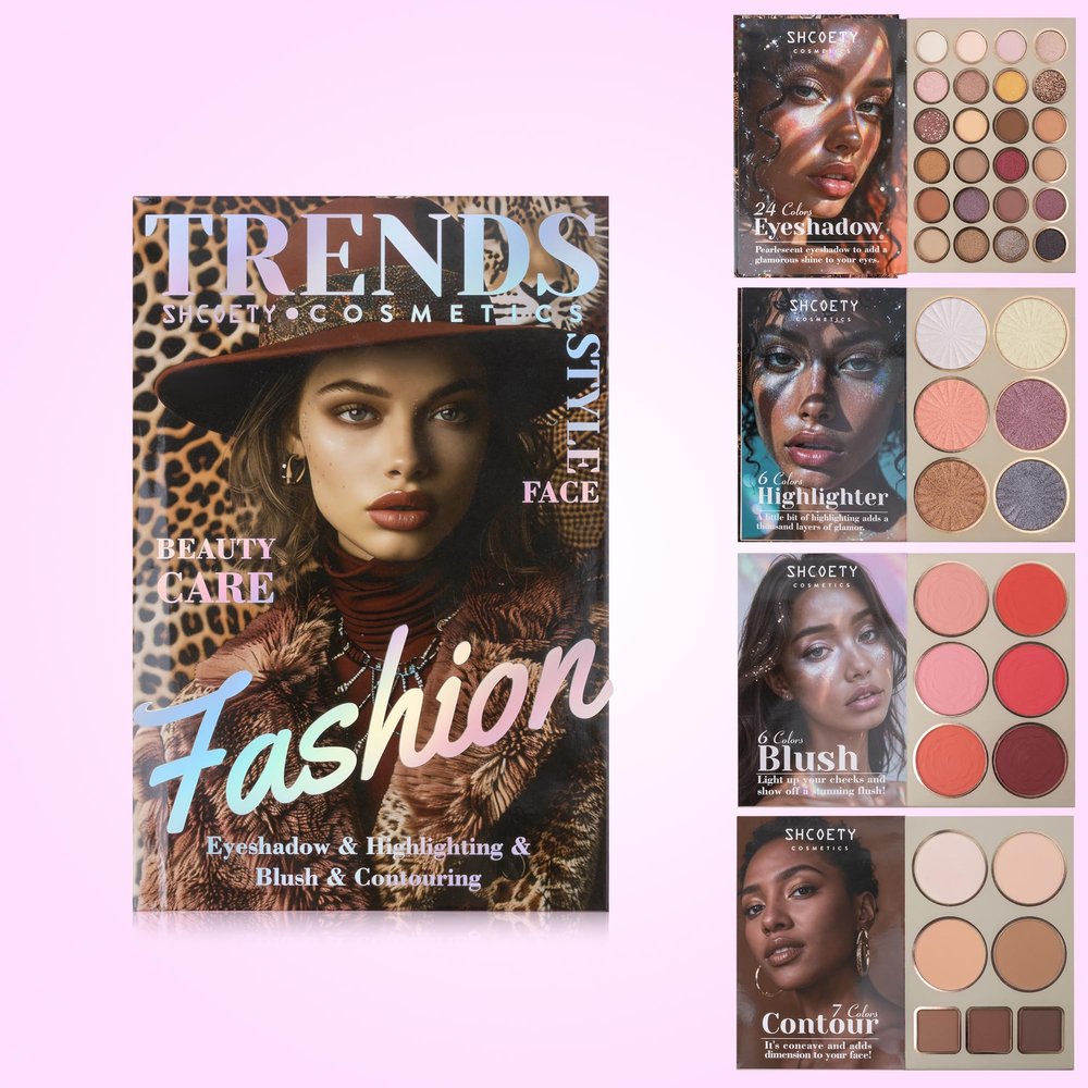 4-Layer Multi - Functional Beauty Book Kit- Style Makeup Palette Ingeniously Combines Eyeshadows, Blushes, Highlighters, Contour Powders In One,Best Choice for A Gift for Women (SH2511B)