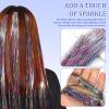 12 Pcs Hair Tinsel, Tinsel Hair Extensions with Reusable Clips for Damage-Free Glamour, Clip In Hair Tinsel for Concerts Festivals Daily Use by Women Girls Teens view 4