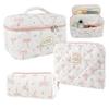 3Pcs Bow Makeup Bag Cotton Quilted Cute Makeup Bag Coquette Bow Large Travel Toiletry Pouch for Women Girls view 1
