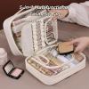 Acronmers Travel Makeup Case 3 Layers Makeup Train Case Portable Makeup Bag Organizer Portable Artist Storage Bag for Girls Traveling With Handle and Divider view 2