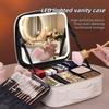 Acronmers Travel Makeup Bag With LED Mirror,Train Case with Light up Mirror, Portable Makeup Artist Organizer Bag with Adjustable Dividers, Makeup Organizer Bag view 2