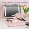 Acronmers Travel Makeup Case with Lighted Mirror, Makeup Box, Adjustable Brightness Makeup Train Case with Makeup Brushes Divider Detachable Dividers view 4