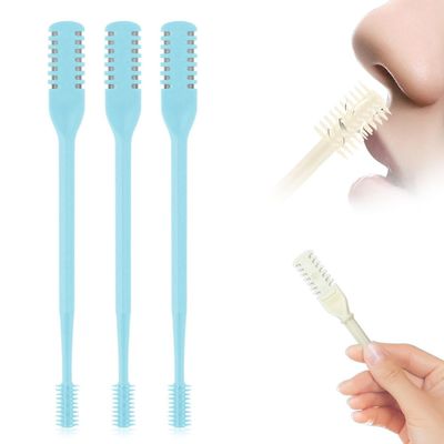 Medech 3PCS Nasal Hair Cutter Portable Travel Essentials,2026 Manual 360 Rotating Nostril Hair Removal Tools Double Sided Nose Hair Blade,Nose Hair Cutter for Women Men (Blue, 3 Pack)