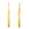 2 Pcs Nail Tweezers Stainless Steel Straight and Curved Tip Tweezers for Nail Art Craft Sticker Eyelash Extensions Jewelry Making view 1