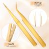 2 Pcs Nail Tweezers Stainless Steel Straight and Curved Tip Tweezers for Nail Art Craft Sticker Eyelash Extensions Jewelry Making view 3