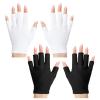 2 Pairs UV Gloves for Gel Nail Lamp, Fingerless Nail Lamp Gloves, Breathable Spandex Material for Nail Art and Outdoor Activities, Black and White view 1