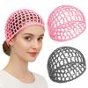 Hair Net for Silk Press 2 Pcs Shower Caps Hair Wrap Net Crochet Mesh Wrapping Wrap Elastic Sleeping Hairs Wraps Caps Reusable Nets Cap for Women Sleeping Makeup Shower (Gray, Pink) view 1