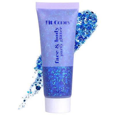 KIMIEYE Blue Holographic Chunky Body Glitter Gel for Rave Festivals 1.7oz