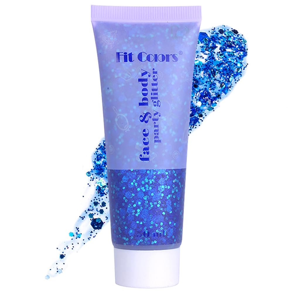 KIMIEYE Blue Holographic Chunky Body Glitter Gel for Rave Festivals 1.7oz
