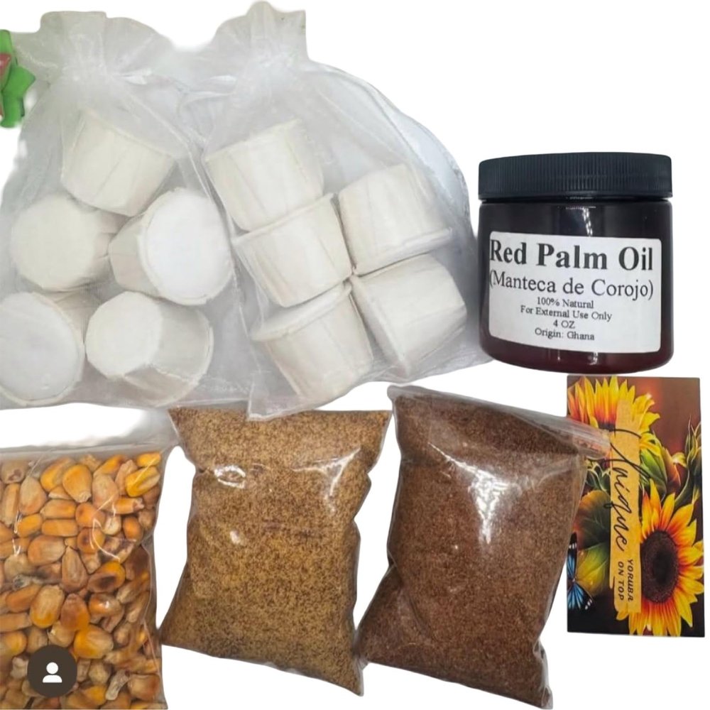 Ep 4oz, Manteca de corojo. Elegua Offering Kit, Santeria, Yoruba, Ifa EKU Eja Awado. 10 cascarillas