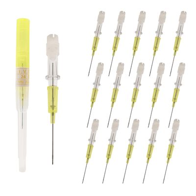 Moduzila Tattoo Piercing Needles, IV Catheter Piercing Needles for Ear Nose Lip Body Tattoo Piercing Supplies, 50pcs 24G Yellow