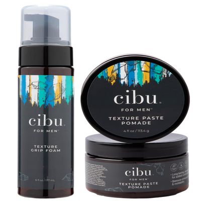 CIBU for Men Styling Bundle: Texture Paste Pomade (4oz) & Texture Grip Foam (6oz) - Set includes Hair Grip Foam and Hair Pomade for Men - Powerful Duo to Boost Volume, Definition, and Hold