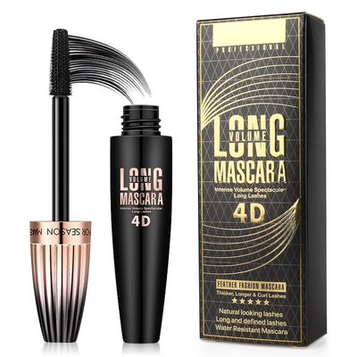 4D Silk Fiber Lash Mascara, Waterproof Long Lasting Mascara Black Volume and Length Natural, Exquisitely Full, Lengthening Thickening Softer Fuller Lashes Amplify Smudge-Proof Eyelash Mascaras