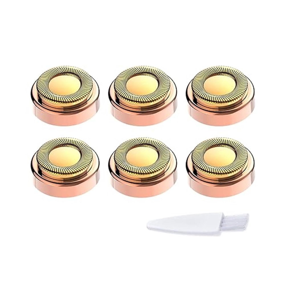 Women's Facial Hair Removal Device Replacement Head 2nd Generation Flawless Facial Pain Free Hair Removal Device Shaver Replacem(Gold 6PCS Brush)