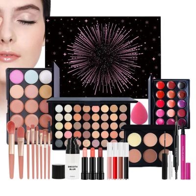 Beginners Women's Complete Makeup Gift Set - Earth-Tone Eyeshadow Lip Gloss Lipstick | 8-Hour Durability, Resisting Sweat & Friction | for Girls Teens Birthday Christmas - Nine-Grid Eyeshadow Palette